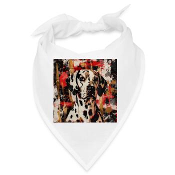 Dalmatiner im abstrakten Farbspiel - Bandana - Weiß - Vorne