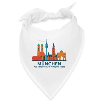 München Skyline: Tradition trifft Moderne - Bandana - Weiß - Vorne