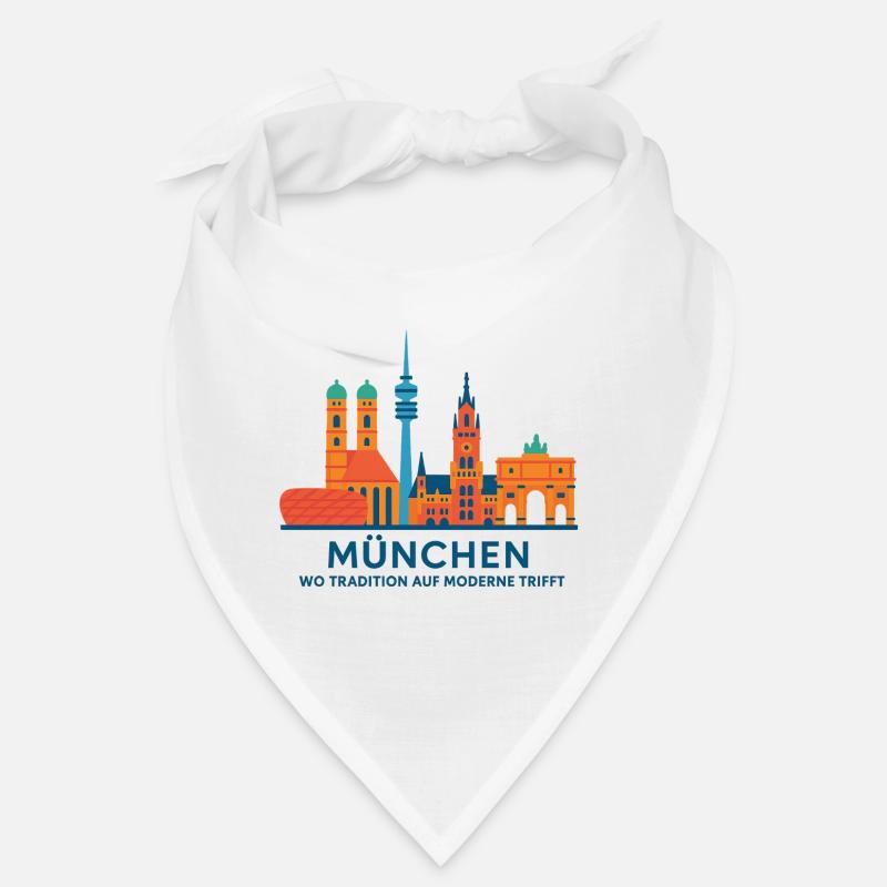 München Skyline: Tradition trifft Moderne - Bandana - Weiß