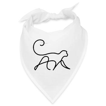 Affe Skizze – verspieltes Tiermotiv minimalistisch - Bandana - Weiß - Vorne