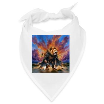 Löwenkrieger mit Rüstung und Umhang - Bandana - Weiß - Vorne