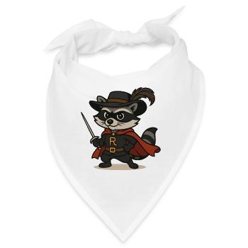 Maskierter Waschbär mit Rapier und Umhang - Bandana - Weiß - Vorne