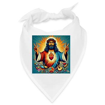 Psychedelic Peace - Jesus, burning heart - Bandana - Weiß - Vorne