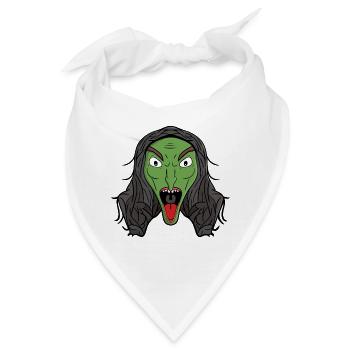Grüne Hexe Knurren - Bandana - Weiß - Vorne