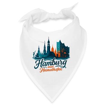 Hamburg Heimathafen Silhouette Geschenk maritim - Bandana - Weiß - Vorne
