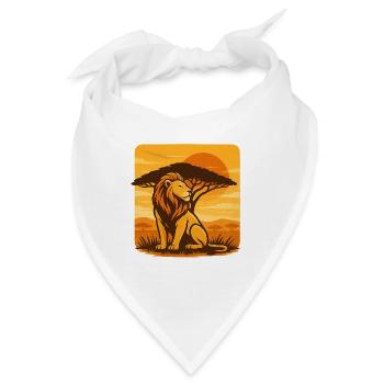 Löwe vor Sonnenuntergang in der Savanne - Bandana - Weiß - Vorne