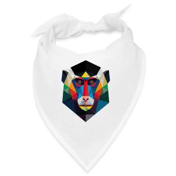 Geometrischer Affenkopf Kunstdruck - Bandana - Weiß - Vorne
