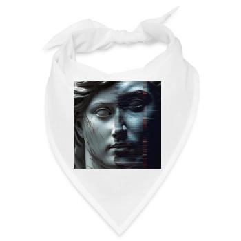 Antike trifft Glitch - Bandana - Weiß - Vorne