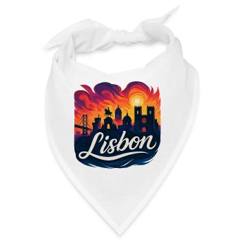 Lissabon Sonnenuntergang Skyline Lisboa Portugal - Bandana - Weiß - Vorne