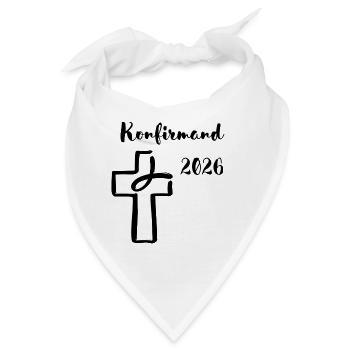 Konfirmand 2026 Konfirmation Fisch taucht in Kreuz - Bandana - Weiß - Vorne