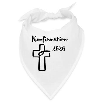 Konfirmation 2026 ins Kreuz eintauchender Fisch - Bandana - Weiß - Vorne