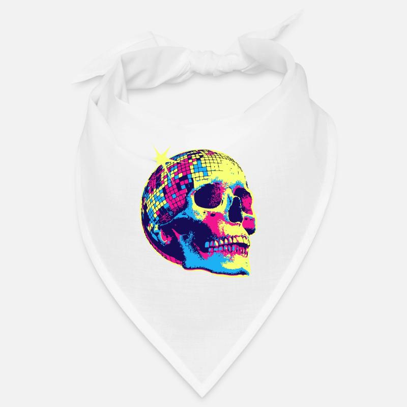 Neon Disco Totenschädel - Bandana - Weiß