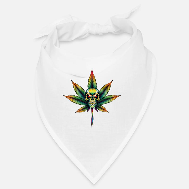 Rainbow Skull Cannabis Leaf Bandana