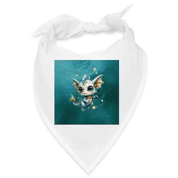 Steampunk Drache Blaues Monokel - Bandana - Weiß - Vorne