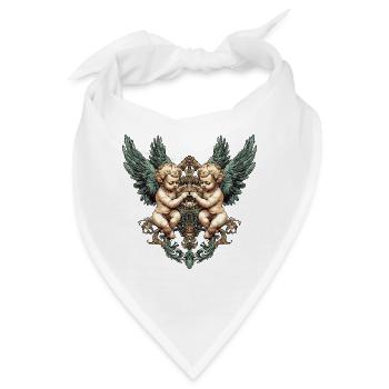 Zwillings-Cherub-Flügel verziertes Herzwappen - Bandana - Weiß - Vorne