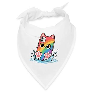 Tauchen Regenbogen Katze Handy - Bandana - Weiß - Vorne