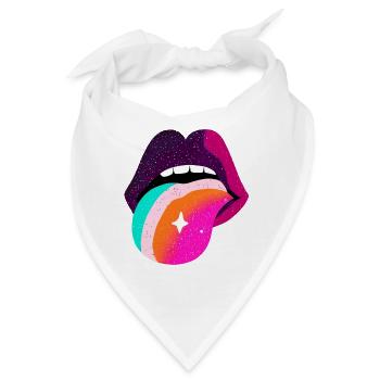 Prismatische Regenbogenzunge Lippen - Bandana - Weiß - Vorne