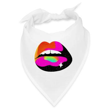 Regenbogen Lippe Pop Art - Bandana - Weiß - Vorne