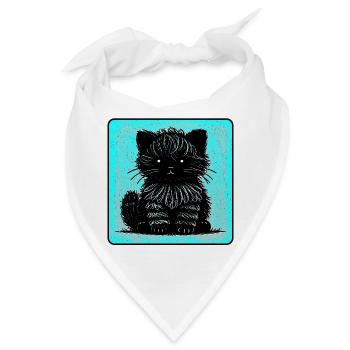 Wuschelkatze (Cyan) - Bandana - Weiß - Vorne