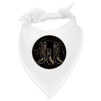 Goldene Stiefel im Kreis - Bandana - Weiß - Vorne