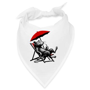 Ratte am Strand mit Cocktail - Bandana - Weiß - Vorne