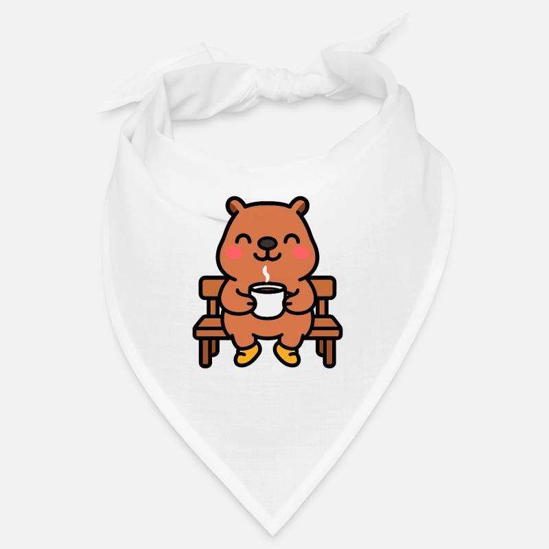 Capybara sur un banc de café Bandana