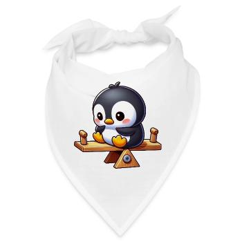 Süßer Pinguin auf der Wippe im Spielplatz Cartoon - Bandana - Weiß - Vorne