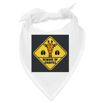 Giraffen-Warnschild - Bandana - Weiß - Vorne