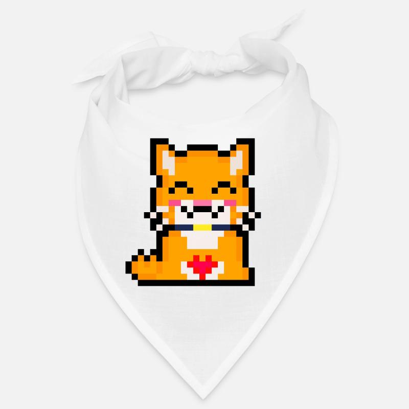 Pixelkatze mit Herz Bandana