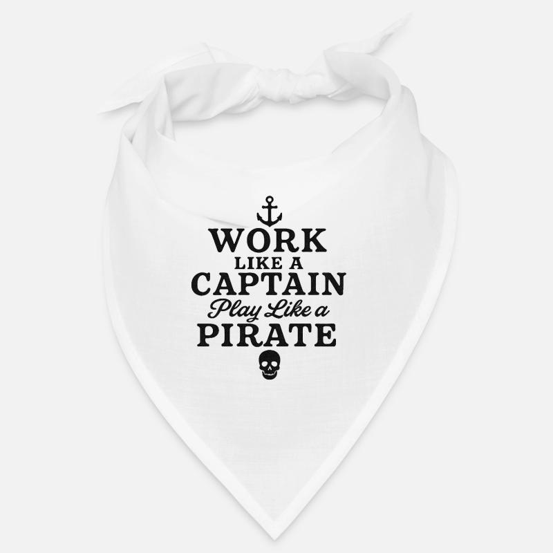 Travaillez comme un capitaine, jouez comme un pirate - Bandana - blanc