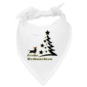 Frohe Weihnachten Dackel schaut den Christbaum an - Bandana - Weiß - Vorne