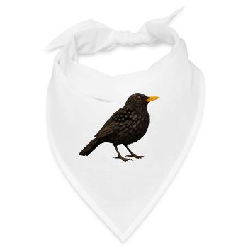 Amsel im Naturlook - Bandana - Weiß - Vorne
