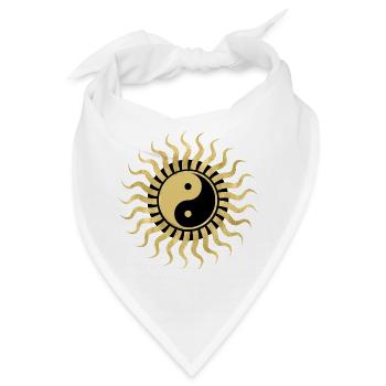 Goldene Yin Yang Sohle - Bandana - Weiß - Vorne