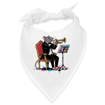 Jazzrat im Smoking Trompete - Bandana - Weiß - Vorne