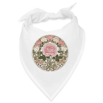 Rosenkreis Ornament im Jugendstil - Bandana - Weiß - Vorne