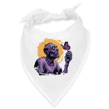 Zombie mit Schmetterling  - Bandana - Weiß - Vorne