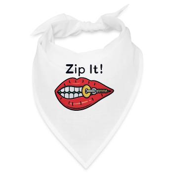 Zip It! Rote Lippen Reißverschluss - Bandana - Weiß - Vorne