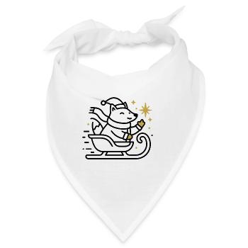 Weihnachtsmaus auf Schlitten - Bandana - Weiß - Vorne