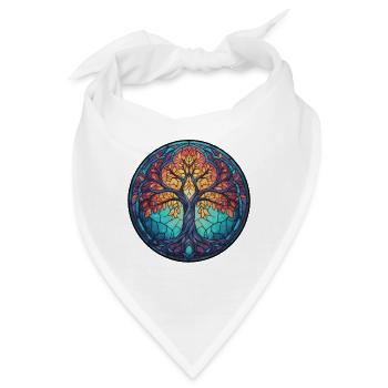 Baum des Lebens, Natur Zeichnung, Heiliger Baum - Bandana - Weiß - Vorne
