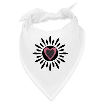 Rosafarbenes Herz mit schwarzem Glitzer - Bandana - Weiß - Vorne