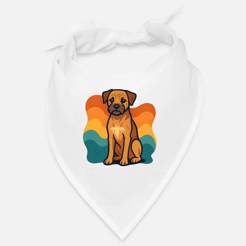 Bunter Border Terrier Hund mit Wellenmuster Bandana
