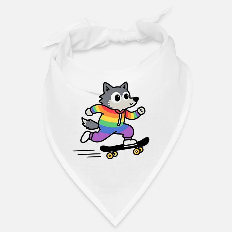 Regenbogen Wolf Schlittschuh Bandana