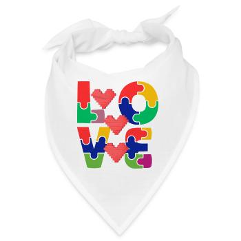 Liebespuzzle mit bunten Herzen - Bandana - Weiß - Vorne