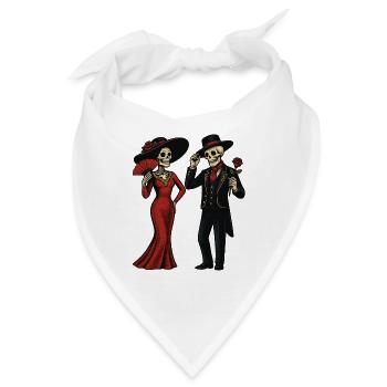 Elegante Skelett-Duo im Abendkleid - Bandana - Weiß - Vorne