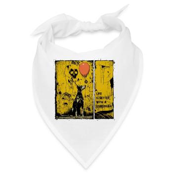 Life is Better with a Doberman | Comic Noir Stil - Bandana - Weiß - Vorne