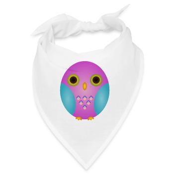 Lavendeleule mit Cyan Flügeln - Bandana - Weiß - Vorne