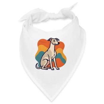 Bunter Whippet-Hund im abstrakten Hintergrund - Bandana - Weiß - Vorne