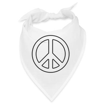 Friedenssymbol Lineart Schwarz Weiß - Bandana - Weiß - Vorne