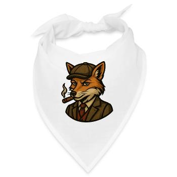 Fuchs mit Zigaretten - Vintage Style - Bandana - Weiß - Vorne