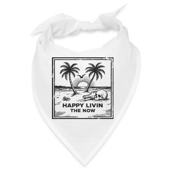 Vintage Strand Totenkopf T-Shirt – Happy Livin Now - Bandana - Weiß - Vorne